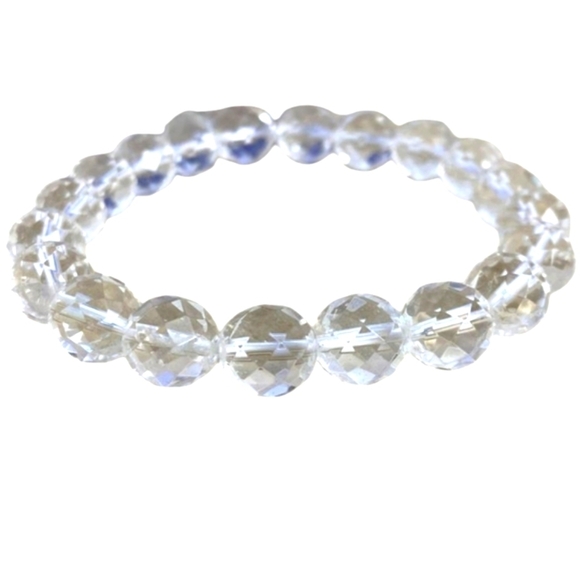 10mm Clear Quartz Faceted Crystal Bracelet - Picture 5 of 9